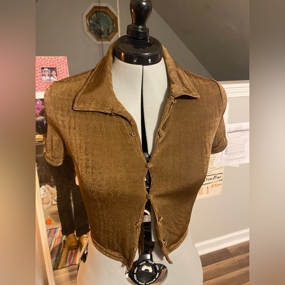 Brown collared button up